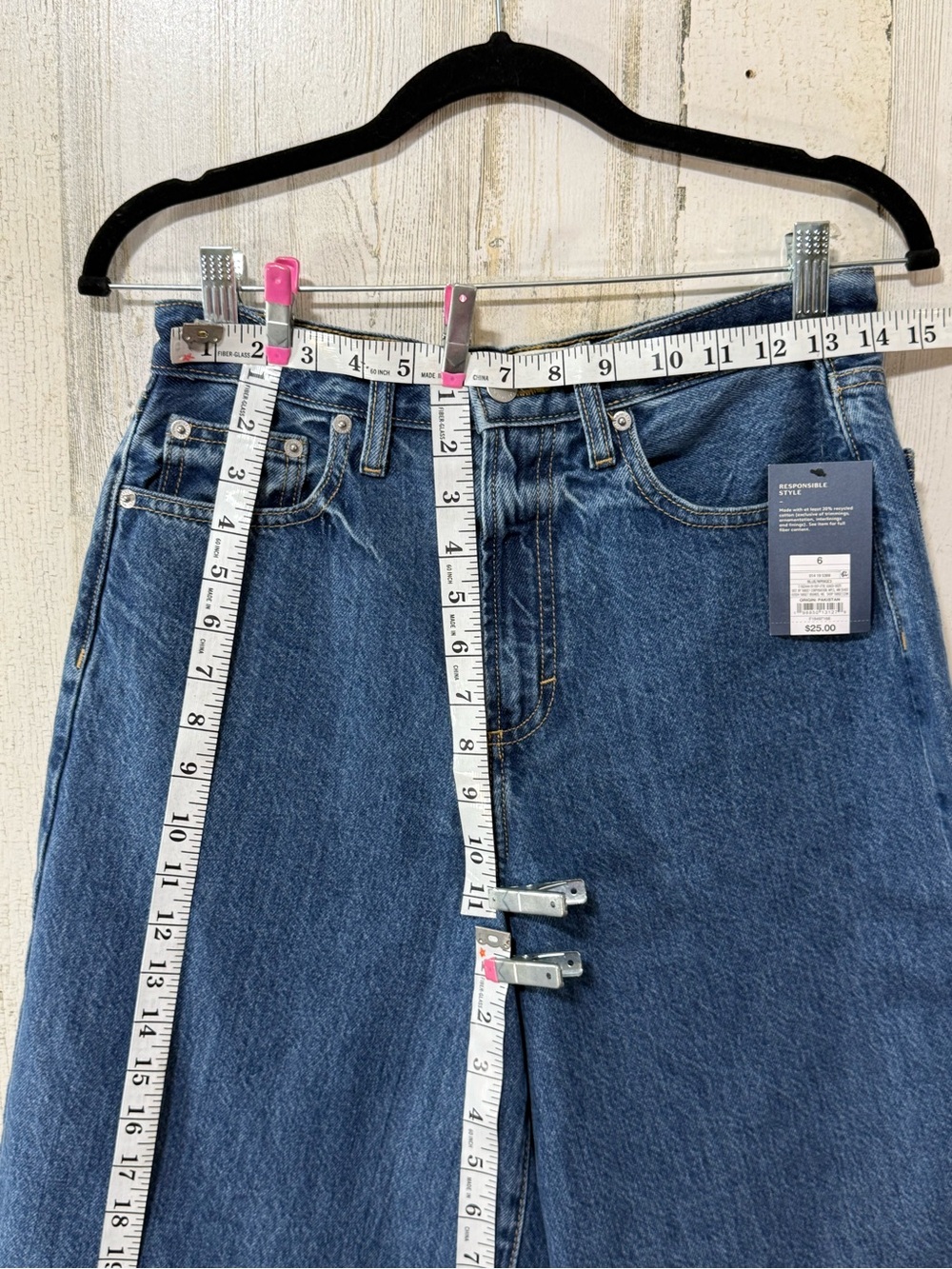 Universal Thread High Rise Long Dark Blue Denim Shorts - Picture 5 of 14